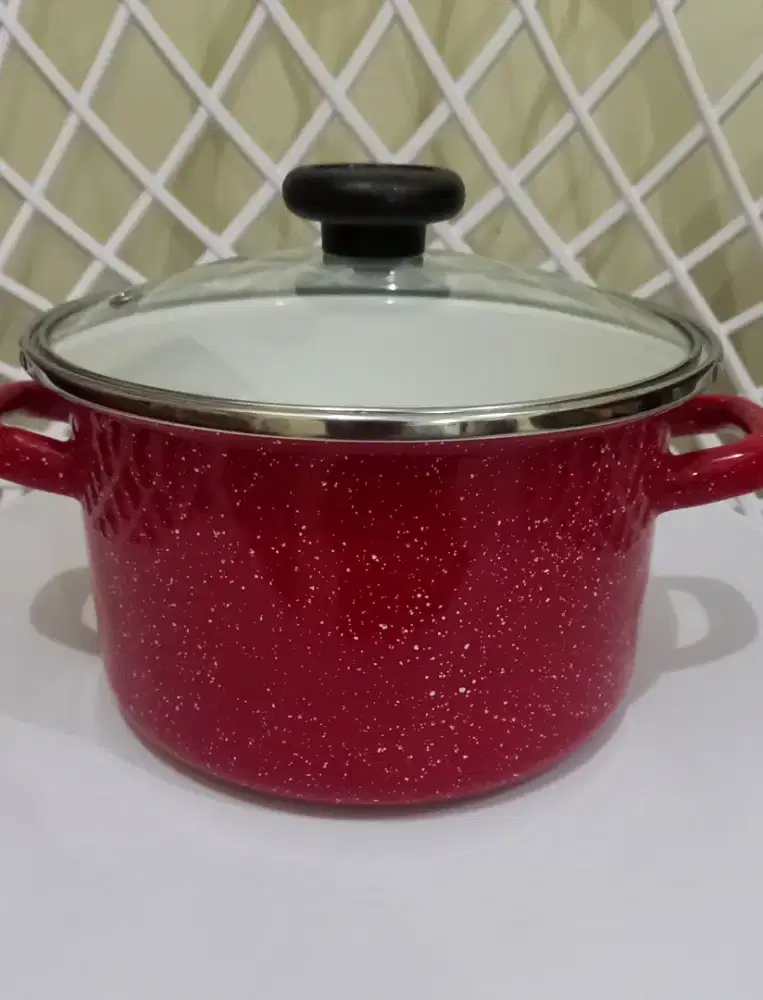 Panci Enamel 20cm Free Saringan Sink dan Centong Nasi