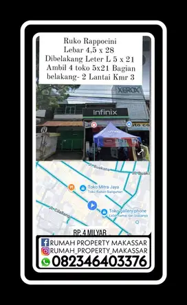 Ruko Rappocini  Lebar 4,5 x 28   Dibelakang Leter L 5 x 21