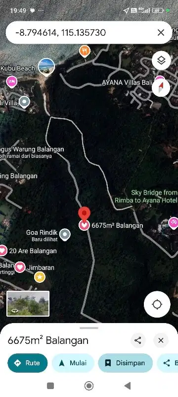 dijual tanah kawasan balangan jimbaran Kuta Selatan Badung Bali