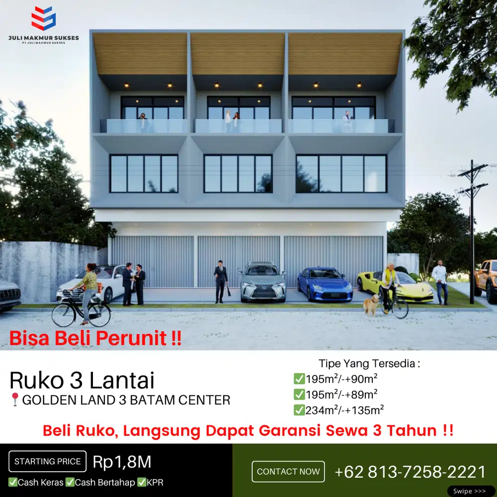 Jual Ruko Baru 3 Lantai di Golden Land 3 Batam Center