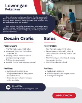 Admin dan Sales untuk Workshop Interior