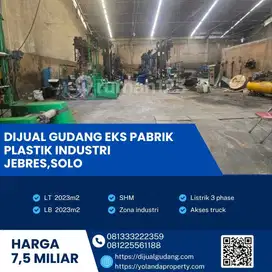 Gudang Eks Pabrik Plastik Lokasi Jebres,Solo Luas 2023m2