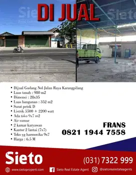 DiJual Gudang Nol Jalan Raya Karangpilang, Surabaya