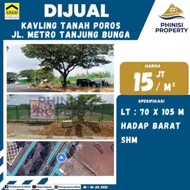 DIJUAL Kavling besar Komersil Siap Bangun di Jalan Metro Tanjung Bunga