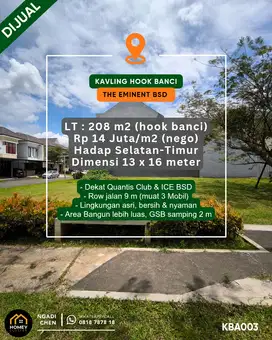 Kavling Kotak Hook Banci 208m² The Eminent BSD