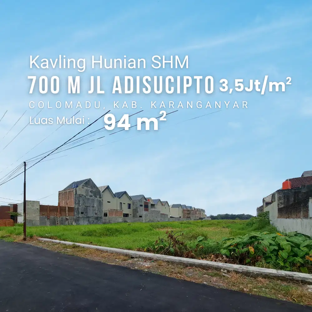 Kavling Hunian SHM Colomadu – 700 m dari Jl. Adisucipto, 3,5 Jt/m²