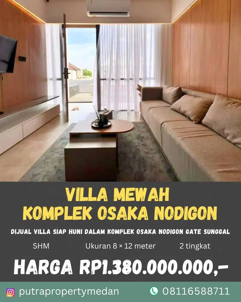 DIJUAL VILLA MEWAH SIAP HUNI DALAM KOMPLEK OSAKA NODIGON GATE SUNGGAL