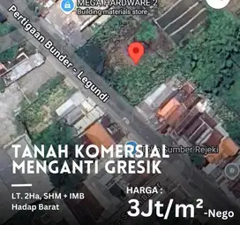 Dijual Tanah komersial area industri jl Raya Putat Lor, Boboh Menganti