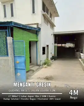 Dijual Gudang Domas Menganti Gresik SHM Akses Kontainer 984m² 4M