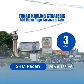 Strategis 800 Meter Tugu Kartasura Solo, Ideal Dibangun Hunian, SHM