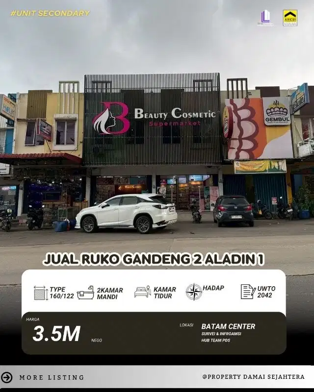 Dijual cepat ruko gandeng 2 lantai  alladin 1 batam centre 