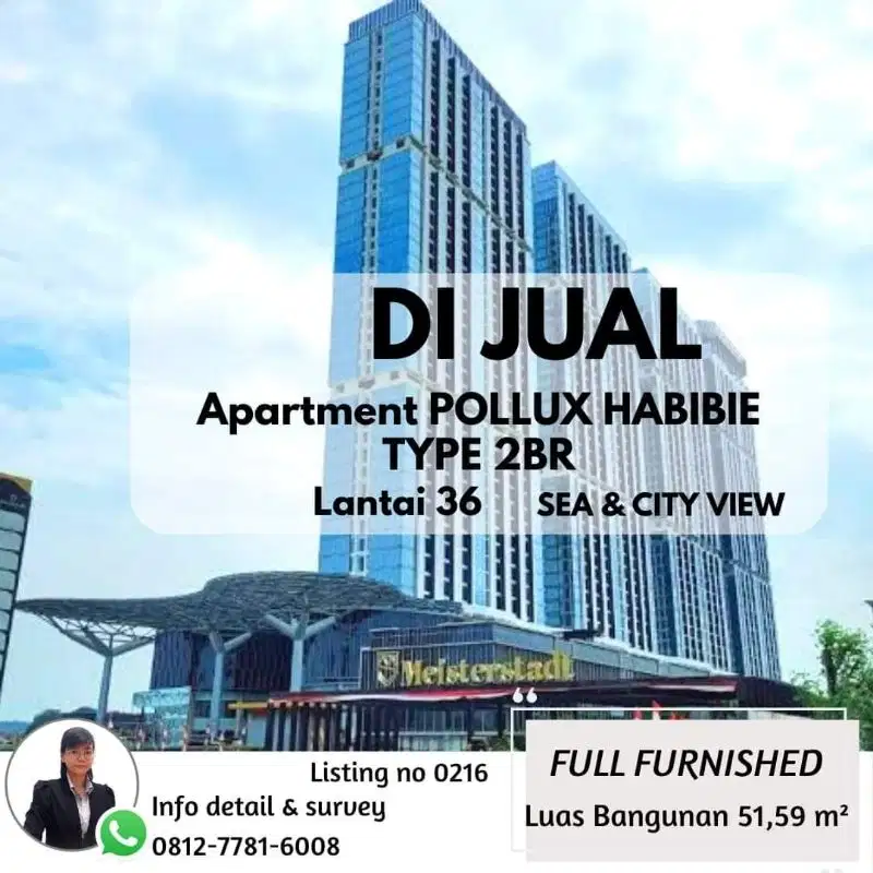 dijual Murah apartmen pollux habibie 2BR