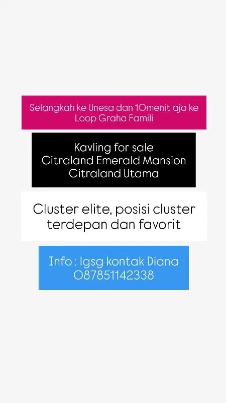 KAVLING CITRALAND CLUSTER FAVORIT EMERALD MANSION