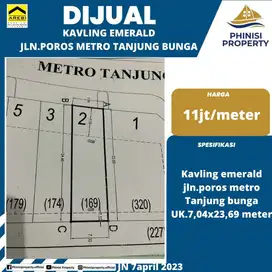 DIJUAL KAVLING EMERALD JALAN POROS METRO TANJUNG BUNGA MURAH