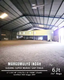 DIJUAL GUDANG MURAH  SUPER DI MARGOMULYO  INDAH HANYA 6 JT-AN
