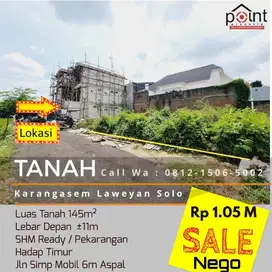 Tanah Strategis 145m² Cocok Utk Kost Eklusive Solo