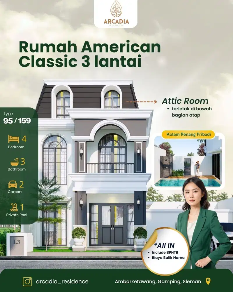 Jual Rumah American Classic di Jogja Sleman Dekat Rs PKU Muhammadiyah