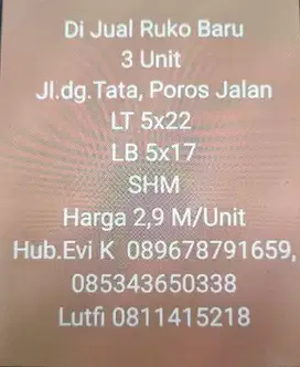 Dijual Ruko baru di Dg Tata Raya Makassar