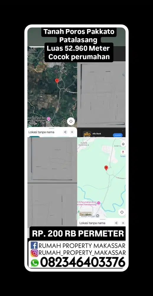 Tanah Poros Pakkato Patalasang  Luas 52.960 Meter  5.2 Hektar