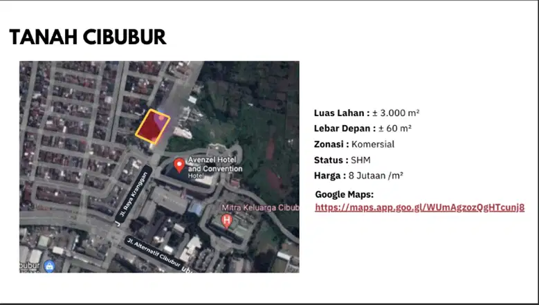 Tanah Luas 3000 m2 Cibubur, Jakarta