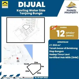 DIJUAL TANAH KAVLING DITANJUNG BUNGA WATER SIDE SIAP BANGUN