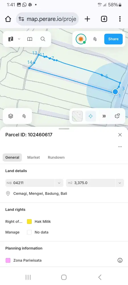 Tanah kontrak terbaik jalan pantai seseh Badung