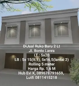 Dijual Ruko 2 lt di Jl. Bpntolanra Makassar