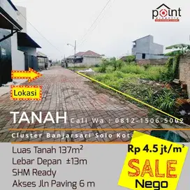 Tanah Kavling 137m² Siap Bangun Dalam Cluster Solo