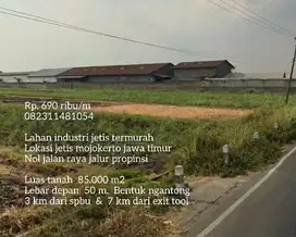Rp. 690 rb/m  Termurah lahan industri jetis nol jalan raya