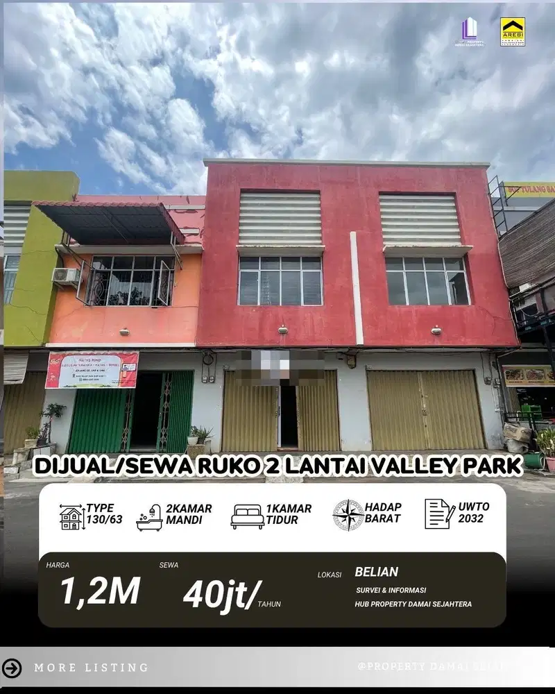 dijual ruko valley park dekat belian batam center
