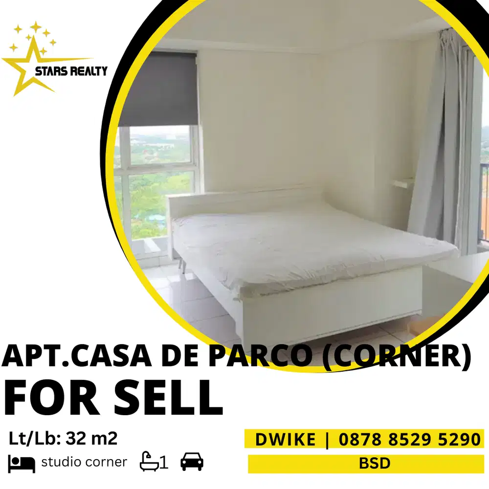DIJUAL Termurah Apartemen Studio Corner Casa de Parco BSD