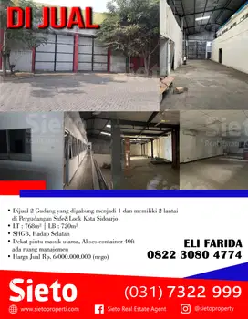 Dijual 2 Gudang yang digabung menjadi 1 di Gudang Safe&lock