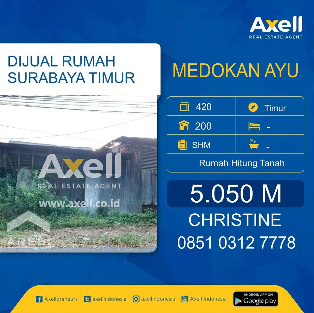 Rumah Hitung Tanah Medokan Ayu Dijual