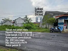 Tanah pekarangan nol jalan raya balong panggang