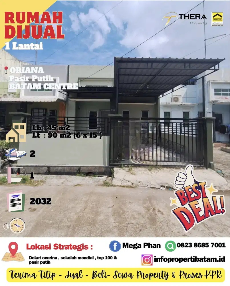 Dijual rumah 1 lantai siap huni di oriana pasir putih