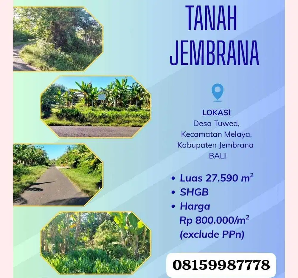 Dijual Tanah SHGB Jembrana, Bali