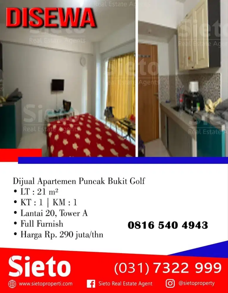 Dijual Apartemen Puncak Bukit Golf