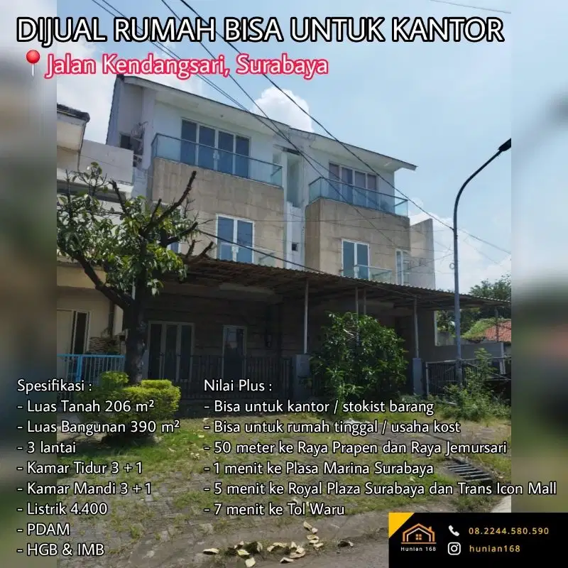 Rumah Ruko Kantor Raya Kendangsari Kendang Sari Tenggilis Surabaya