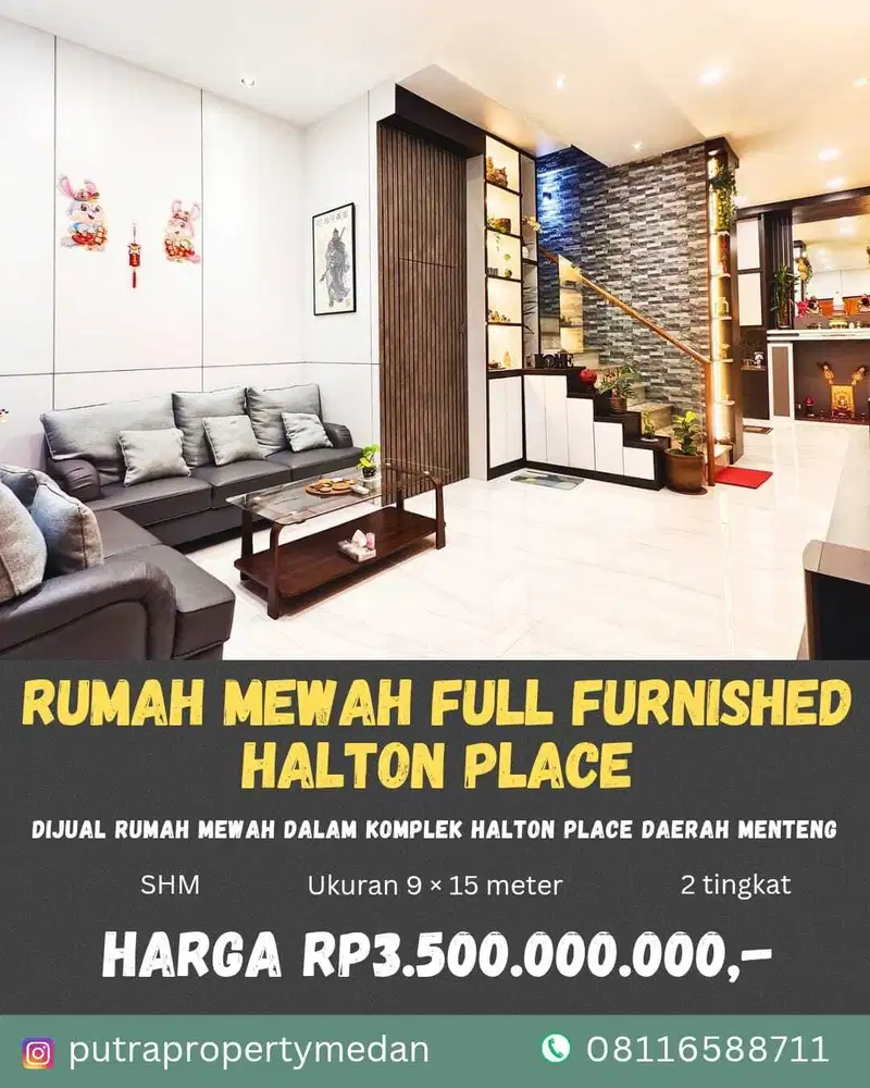 RUMAH MEWAH FULL FURNISHED SIAP HUNI DALAM KOMPLEK EKSKLUSIF HALTON PL