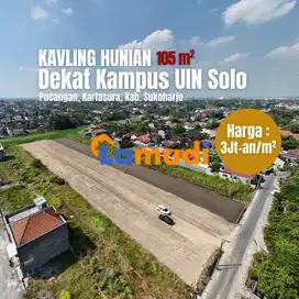 Area UIN Surakarta: Tanah Murah Bisa Bangun Rumah/Kost Bebas Desain