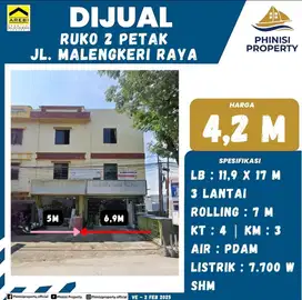 DIJUAL 2 Petak Ruko di Jalan Mallengkeri Raya