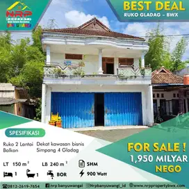 Dijual Ruko 2 Lantai Strategis di Dekat Simpang 4 Gladag - Rogojampi