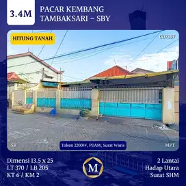 Rumah Hitung Tanah Pacar Kembang Tambaksari dkt Gubeng Surabaya Timur