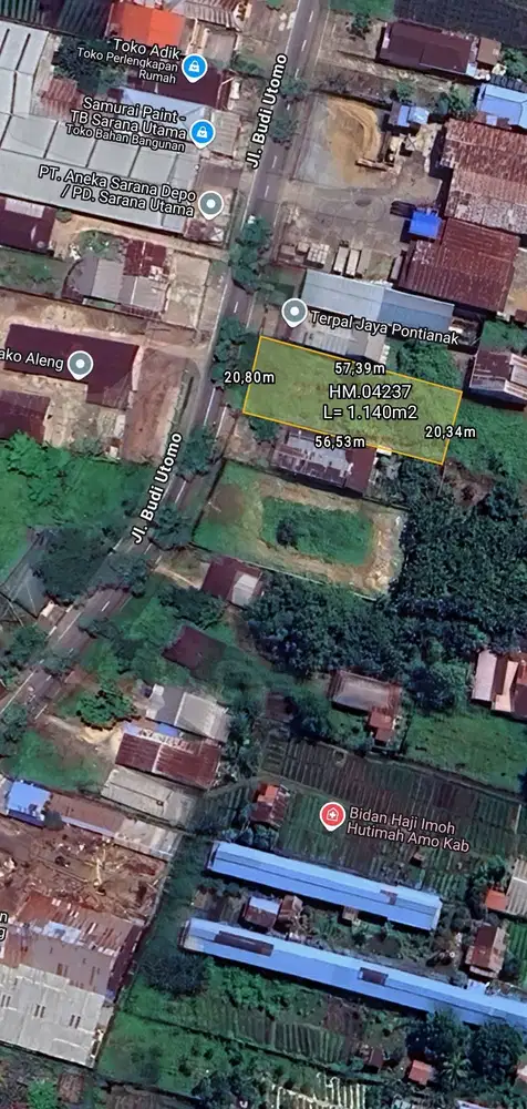 Tanah Strategis Tepi Jln. Budi Utomo