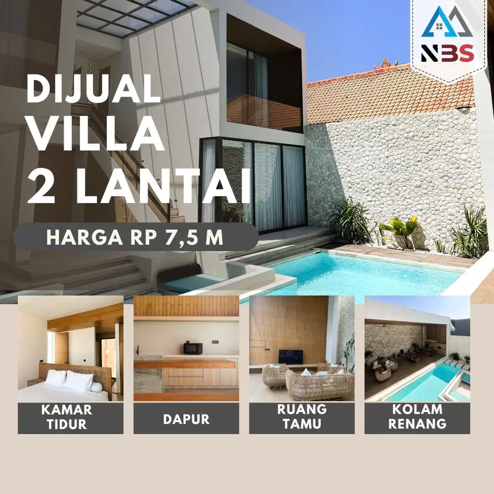 DIJUAL VILLA MODERN STYLE LANTAI 2 LOKASI CEMAGI