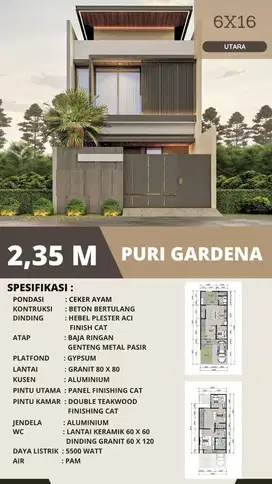Dijual Rumah Milnimalis Modern Cantik Puri Garden