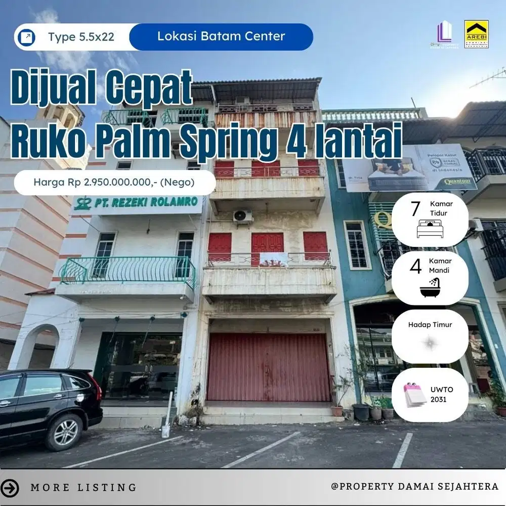 Dijual Ruko 4 Lantai  Palm Spring Batam Center