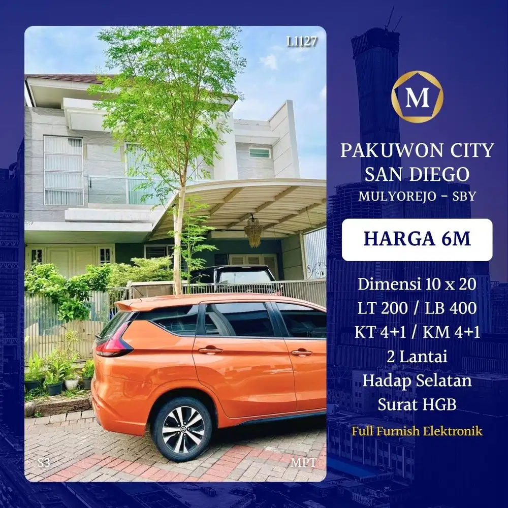 Rumah Pakuwon City San Diego Mulyorejo Surabaya Timur dkt Mulyosari