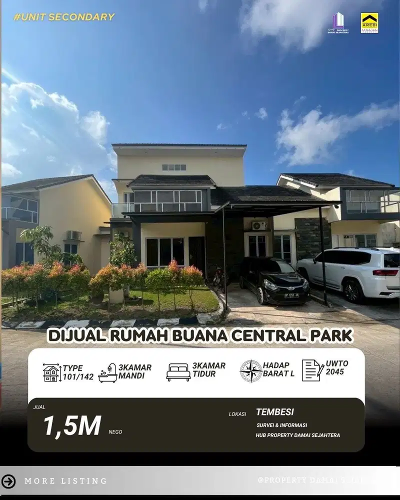 Dijual Rumah Hook Buana Central Park Tembesi