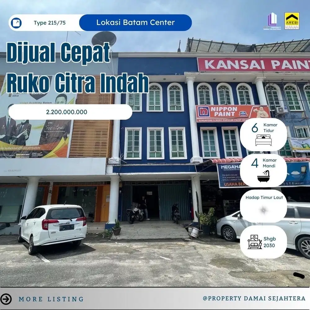 Dijual Ruko 4 Lantai Citra Indah Batam Center